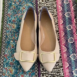 Rothy's Beige Flats with Gold Accent